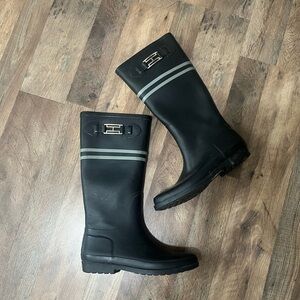 Tommy Hilfiger Black and Gray Winter Rain Boots
